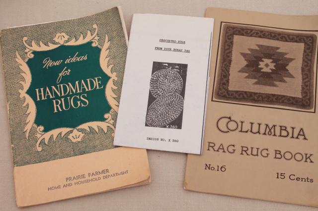 photo of antique & vintage needlework booklets, rag rug making hooked & crochet rugs #1