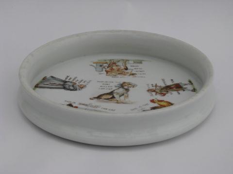 photo of antique vintage nursery rhyme child's china dish, infant baby plate #2