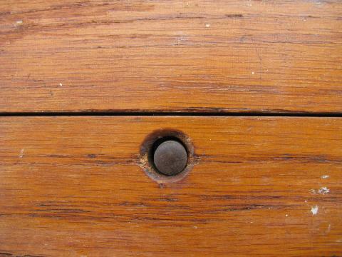 photo of antique vintage oak finger jointed/dovetailed wood box or case with latch #4