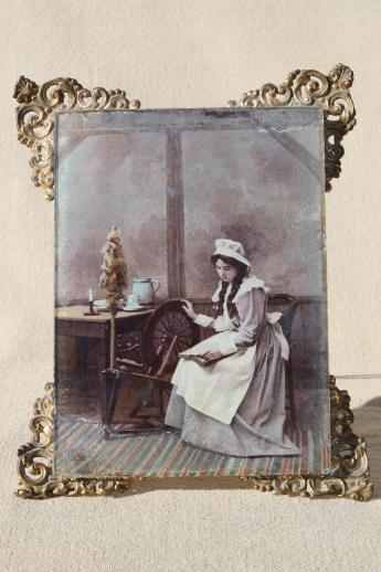 photo of antique vintage ornate framed tinted photo portrait girl spinning art print #1