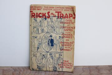 antique vintage paperback booklet, tricks & traps & how to avoid con men swindles