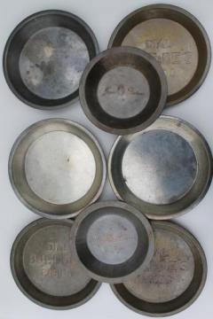 catalog photo of antique & vintage pie tins, pans from Jane Parker pies, Bjelde's Madison Wisconsin