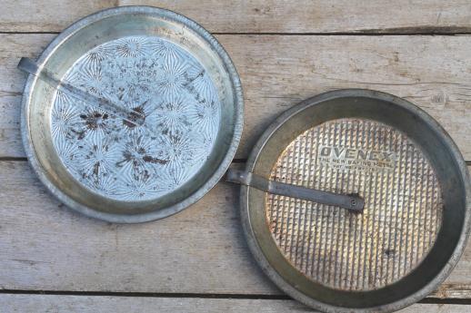 photo of antique & vintage pie tins, pans from Mrs. Wagner's pies, Bjelde's Madison Wisconsin #3