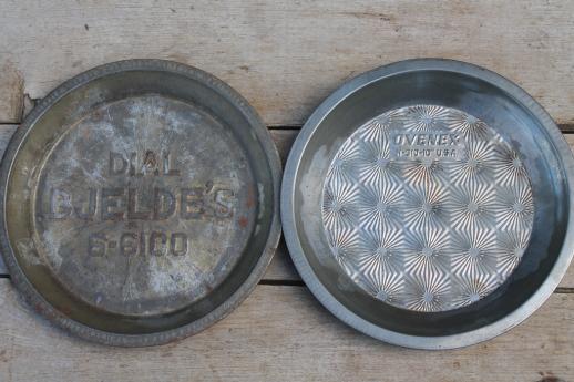photo of antique & vintage pie tins, pans from Mrs. Wagner's pies, Bjelde's Madison Wisconsin #6