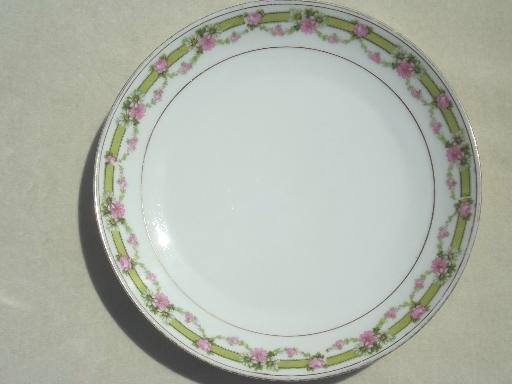 photo of antique vintage pink roses china plates lot, rose floral porcelain plates #2