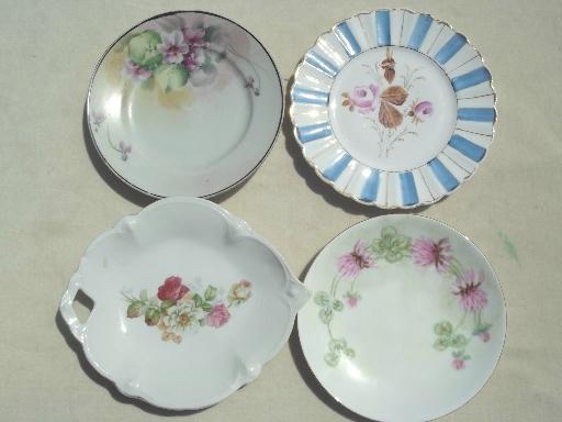 photo of antique vintage pink roses china plates lot, rose floral porcelain plates #10