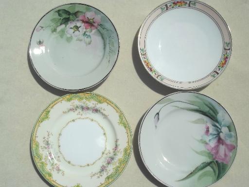 photo of antique vintage pink roses china plates lot, rose floral porcelain plates #11