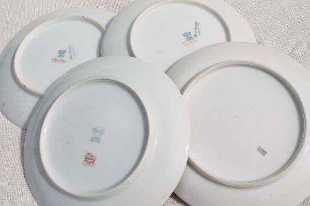 photo of antique vintage plate collection, mismatched china plates w/ hand painted flowers #8