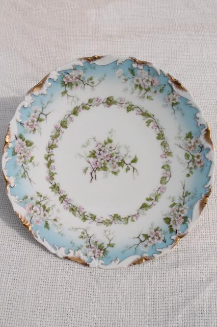 photo of antique vintage plate collection, mismatched china plates w/ hand painted flowers #14