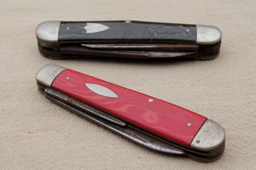 photo of antique & vintage pocket knives, assorted lot Crucible Knife Co, Wm Frankfurth, Cattaraugus Cutlery etc. #4