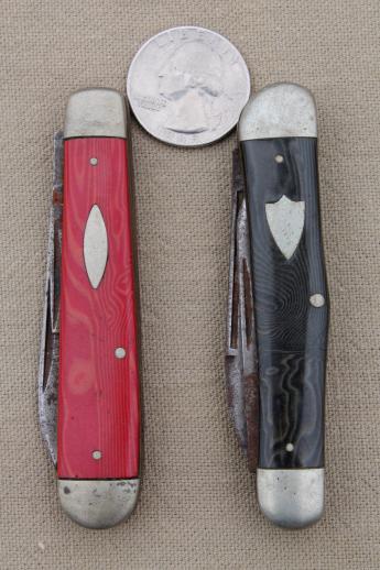 photo of antique & vintage pocket knives, assorted lot Crucible Knife Co, Wm Frankfurth, Cattaraugus Cutlery etc. #5