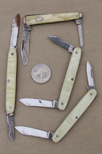 photo of antique & vintage pocket knives, assorted lot Crucible Knife Co, Wm Frankfurth, Cattaraugus Cutlery etc. #9
