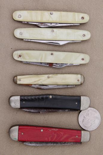 photo of antique & vintage pocket knives, assorted lot Crucible Knife Co, Wm Frankfurth, Cattaraugus Cutlery etc. #10