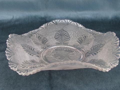 photo of antique vintage pressed glass banana boat fruit bowl, Albany / Anthemion EAPG #1