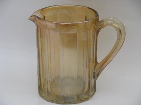 photo of antique vintage pressed glass carnival luster glass pitcher, bowl #2