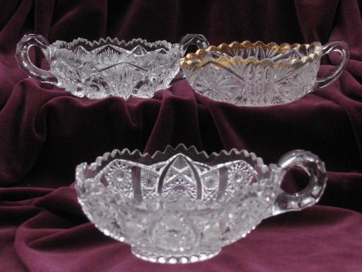 photo of antique vintage pressed pattern glass EAPG lot nappy dishes celery trays #2