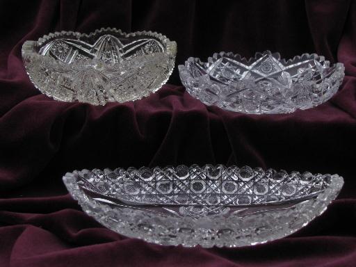 photo of antique vintage pressed pattern glass EAPG lot nappy dishes celery trays #4