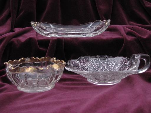 photo of antique vintage pressed pattern glass EAPG lot nappy dishes celery trays #8