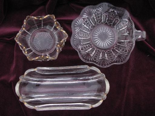 photo of antique vintage pressed pattern glass EAPG lot nappy dishes celery trays #9