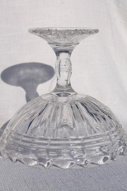 photo of antique vintage pressed pattern glass compote, zipper cross EAPG fruit pedestal bowl #5