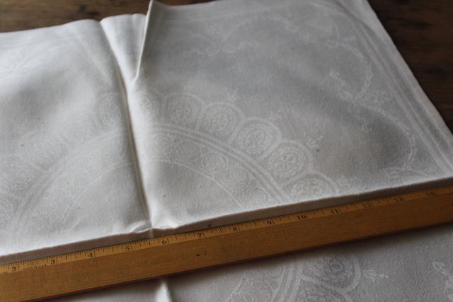 photo of antique vintage pure linen damask dinner napkins set, never used table linens #5