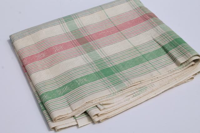 photo of antique vintage pure linen fabric, pastel ticking woven stripe towel or linens fabric #4