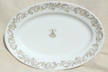 catalog photo of antique vintage restaurant ironstone china platter marked for West End Hotel St. Louis