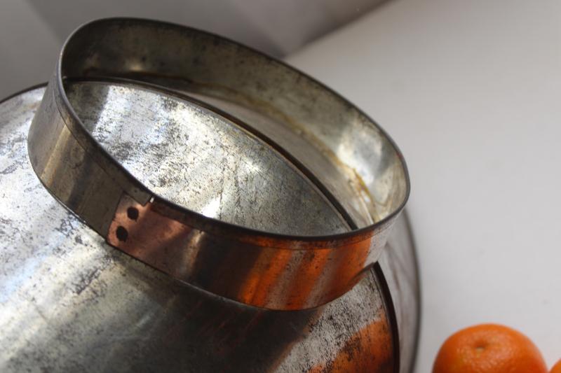 photo of antique vintage scale pan, rustic old galvanized zinc metal bowl w/ scoop shape #7