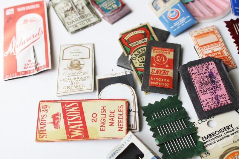 photo of antique & vintage sewing needles, old advertising notions counter packages & needle books #3