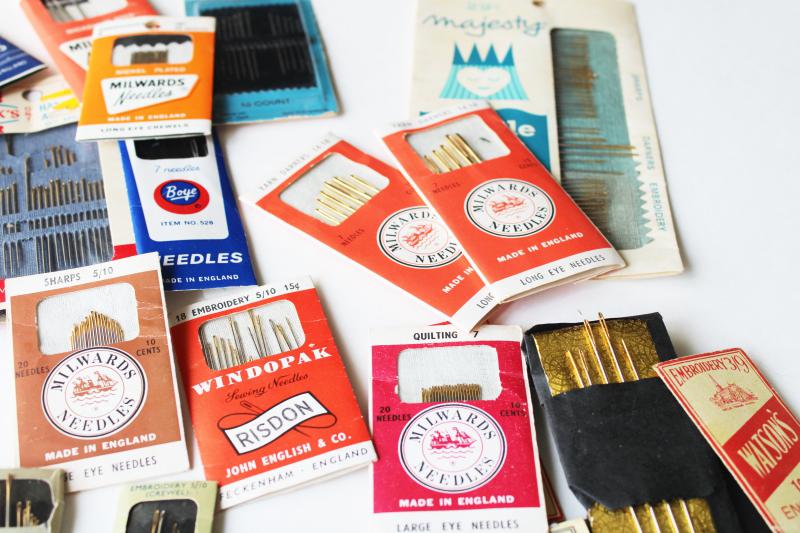 photo of antique & vintage sewing needles, old advertising notions counter packages & needle books #6