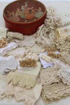 catalog photo of antique vintage sewing trims, crochet lace, tatting, knitted lace edgings