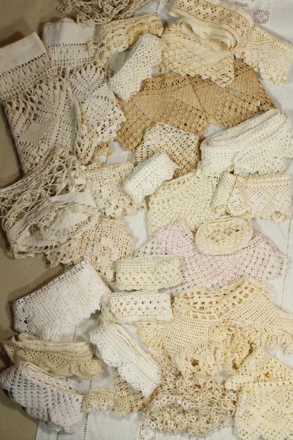 photo of antique vintage sewing trims lace edgings, handmade crochet, tatting, knitted lace #1