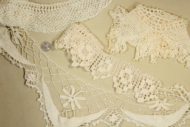 photo of antique vintage sewing trims lace edgings, handmade crochet, tatting, knitted lace #3