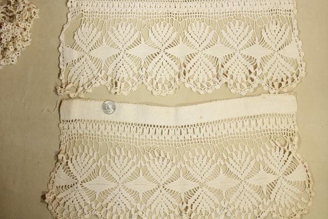 photo of antique vintage sewing trims lace edgings, handmade crochet, tatting, knitted lace #4