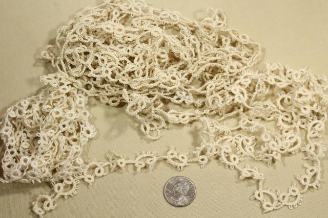 photo of antique vintage sewing trims lace edgings, handmade crochet, tatting, knitted lace #6