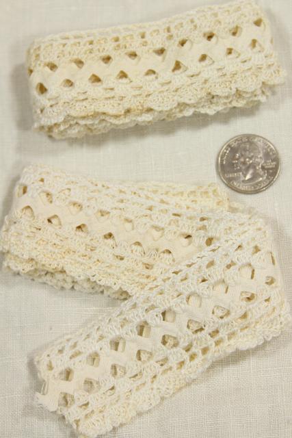 photo of antique vintage sewing trims lace edgings, handmade crochet, tatting, knitted lace #7
