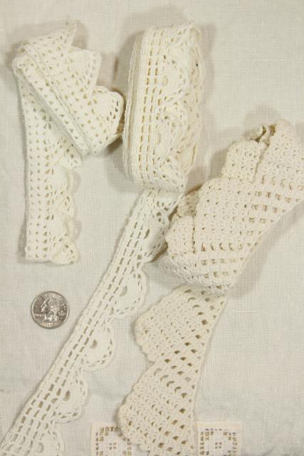 photo of antique vintage sewing trims lace edgings, handmade crochet, tatting, knitted lace #11