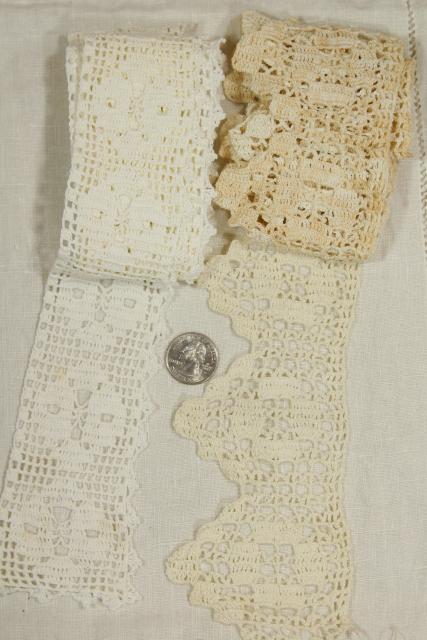 photo of antique vintage sewing trims lace edgings, handmade crochet, tatting, knitted lace #14