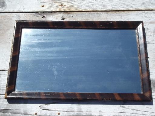 photo of antique vintage shaving mirror in original old grain painted wood frame #1