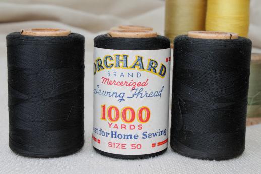 photo of antique vintage silk sewing thread, cotton thread on large wood spools #5