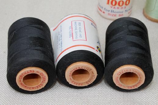 photo of antique vintage silk sewing thread, cotton thread on large wood spools #6