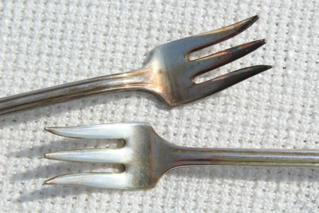 photo of antique vintage silver olive forks, Viceroy silverplate set of 6 tiny forks #5