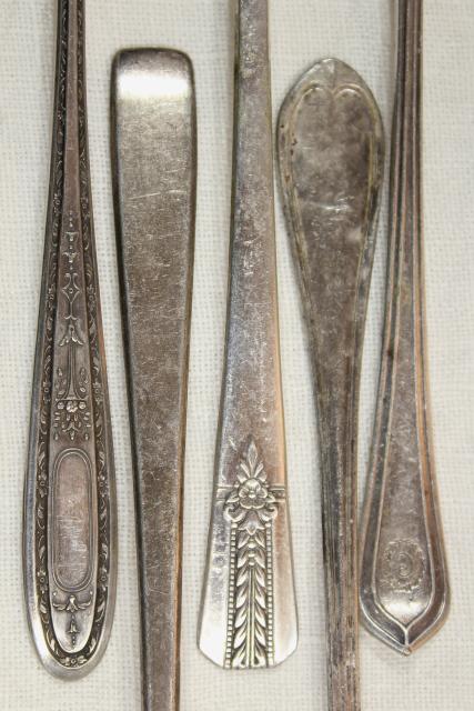 photo of antique vintage silver plate flatware, pickle olive cocktail forks, serving pieces lot #12