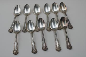 antique vintage silver plate teaspoons Wm Rogers 1904 Berwick pattern flatware