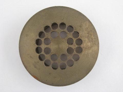 photo of antique vintage solid brass shower tub drain grill cover #1