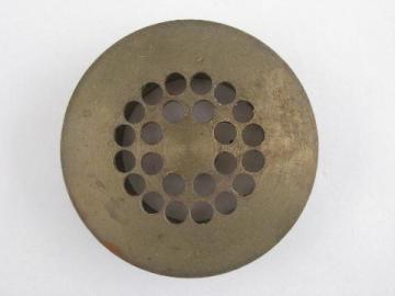 catalog photo of antique vintage solid brass shower tub drain grill cover