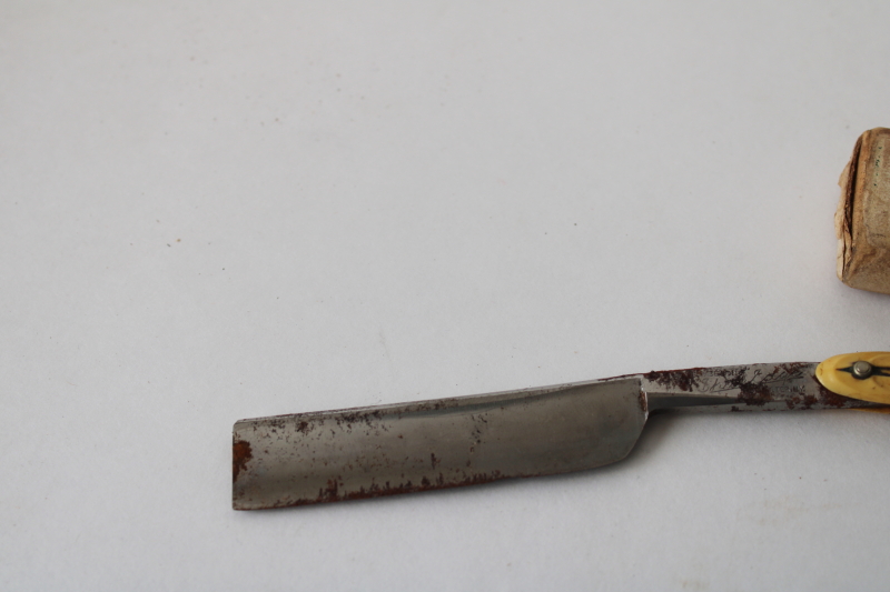 photo of antique vintage straight razors lot, rough as found condition for restoration or parts  #3