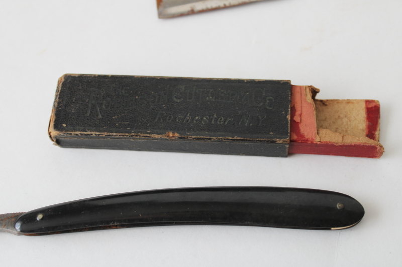 photo of antique vintage straight razors lot, rough as found condition for restoration or parts  #4