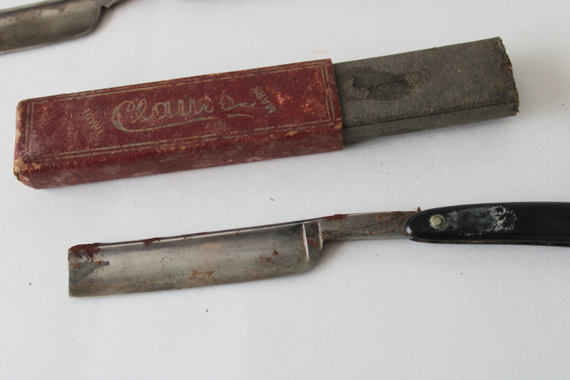 photo of antique vintage straight razors lot, rough as found condition for restoration or parts  #6