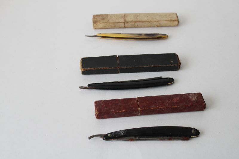 photo of antique vintage straight razors lot, rough as found condition for restoration or parts  #8